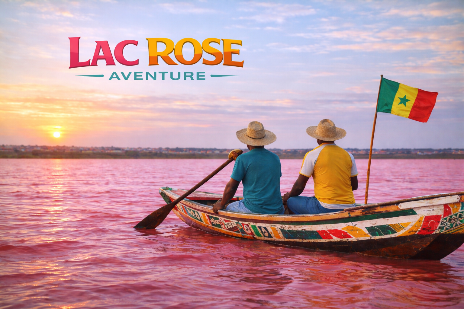 Balade en pirogue sur le Lac Rose avec Lac Rose Aventure, excursion paisible de 30 minutes sur les eaux roses près de Dakar