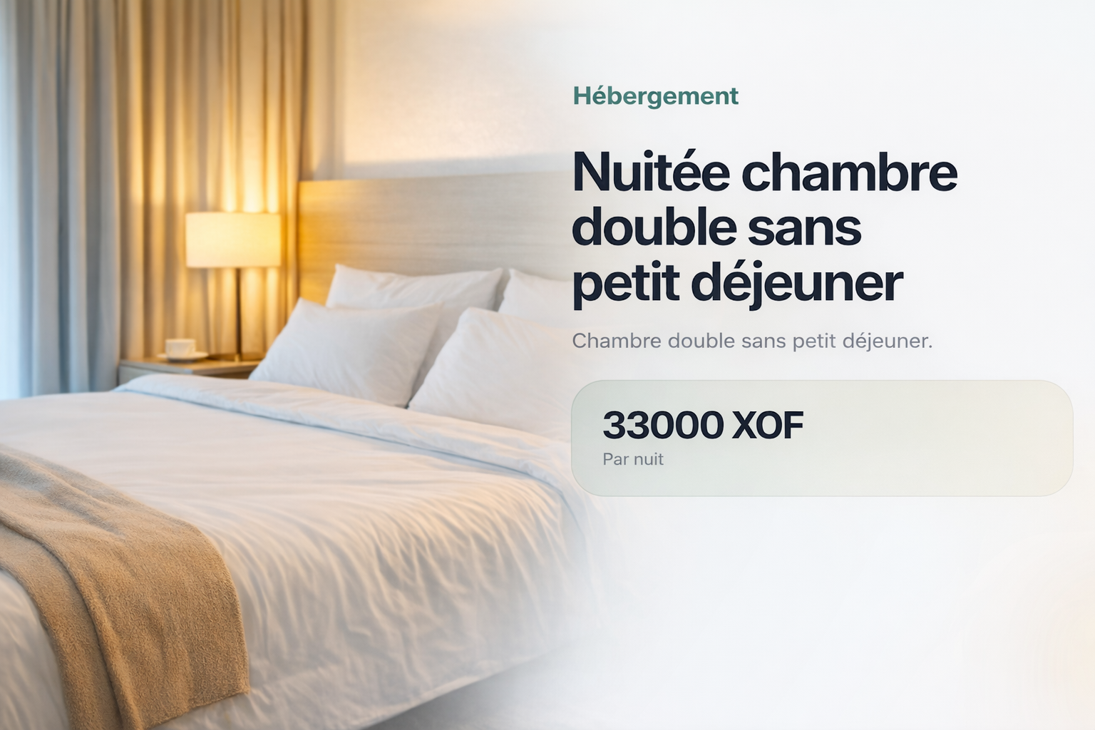 Nuitée chambre double sans petit déjeuner au lac rose